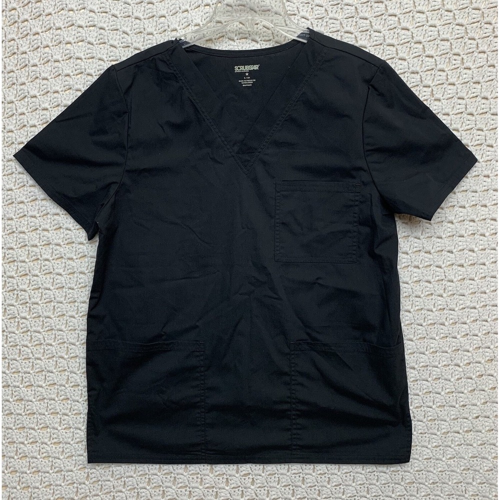 Scrubstar Shirt Scrub Top Women's Small V Neck Medical Black Style WM00T872